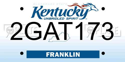 2GAT173 Kentucky License Plate