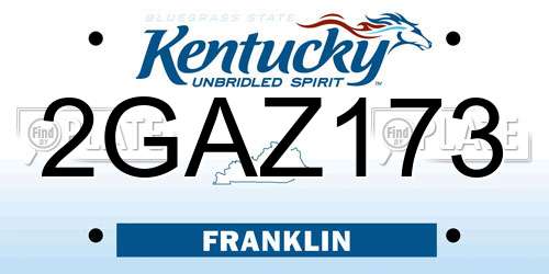 2GAZ173 Kentucky License Plate