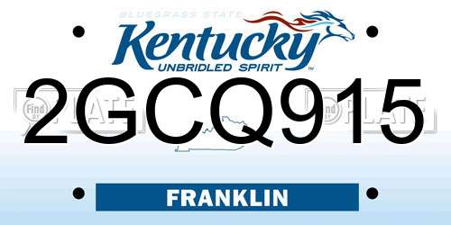 2GCQ915 Kentucky License Plate