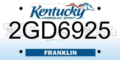 2GD6925 Kentucky License Plate