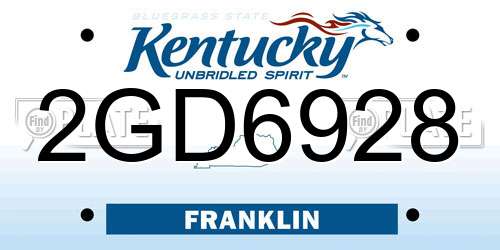 2GD6928 Kentucky License Plate
