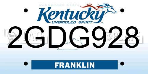 2GDG928 Kentucky License Plate