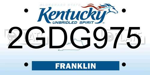 2GDG975 Kentucky License Plate