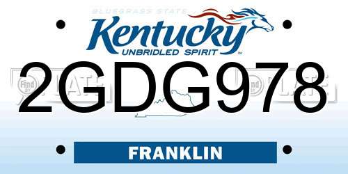 2GDG978 Kentucky License Plate