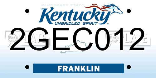 2GEC012 Kentucky License Plate