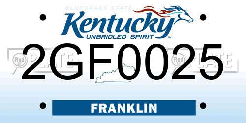 2GF0025 Kentucky License Plate