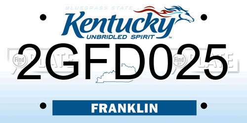 2GFD025 Kentucky License Plate