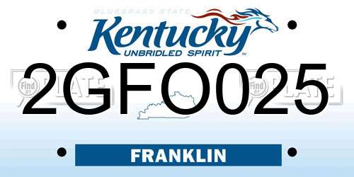 2GFO025 Kentucky License Plate