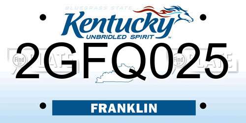 2GFQ025 Kentucky License Plate