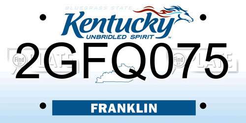 2GFQ075 Kentucky License Plate