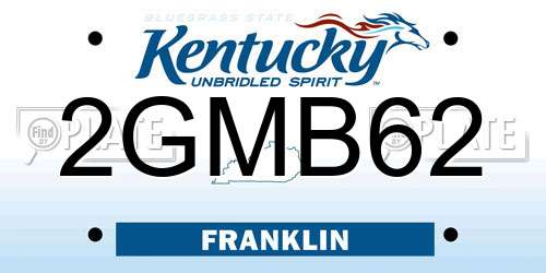 2GMB62 Kentucky License Plate