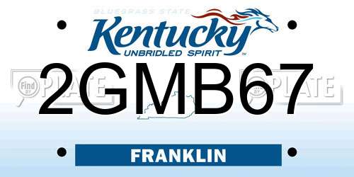 2GMB67 Kentucky License Plate