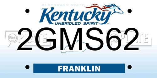 2GMS62 Kentucky License Plate