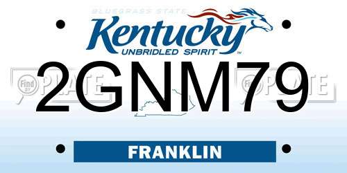 2GNM79 Kentucky License Plate