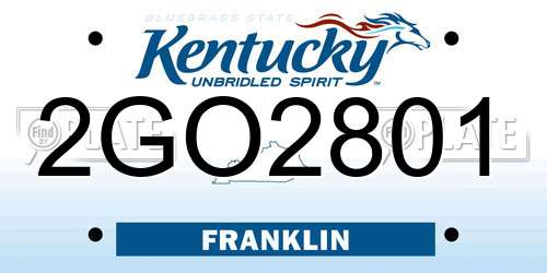 2GO2801 Kentucky License Plate