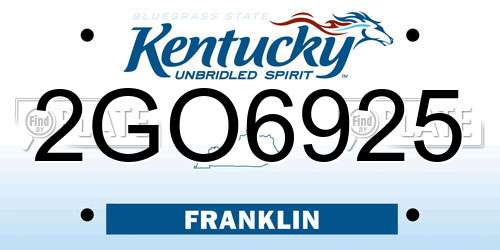2GO6925 Kentucky License Plate