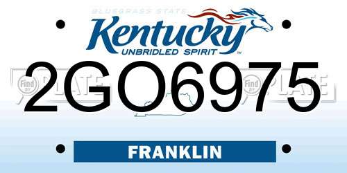 2GO6975 Kentucky License Plate