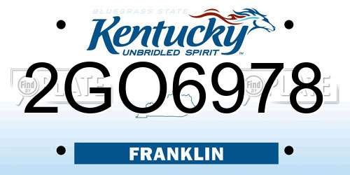 2GO6978 Kentucky License Plate