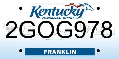 2GOG978 Kentucky License Plate