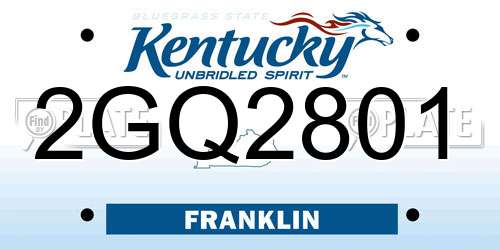 2GQ2801 Kentucky License Plate