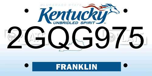 2GQG975 Kentucky License Plate
