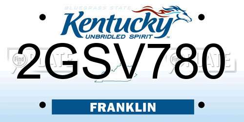 2GSV780 Kentucky License Plate