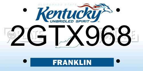 2GTX968 Kentucky License Plate
