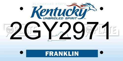 2GY2971 Kentucky License Plate