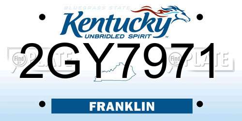 2GY7971 Kentucky License Plate