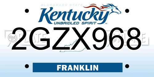 2GZX968 Kentucky License Plate