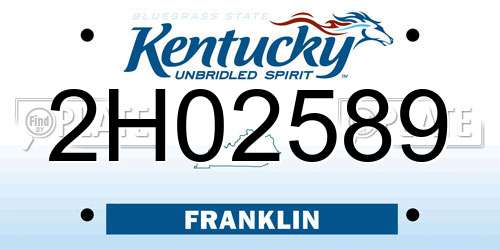 2H02589 Kentucky License Plate