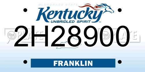 2H28900 Kentucky License Plate