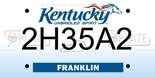 2H35A2 Kentucky License Plate