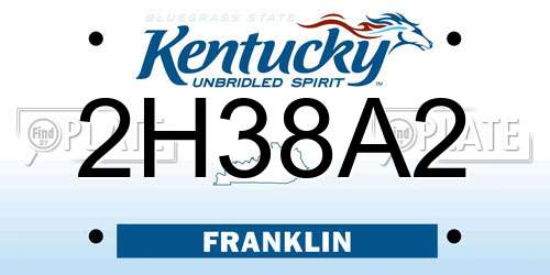 2H38A2 Kentucky License Plate