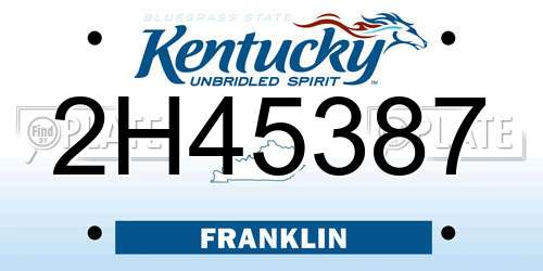 2H45387 Kentucky License Plate