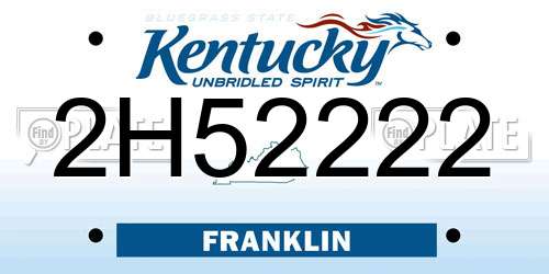 2H52222 Kentucky License Plate