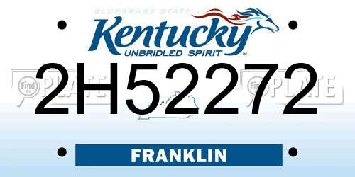 2H52272 Kentucky License Plate
