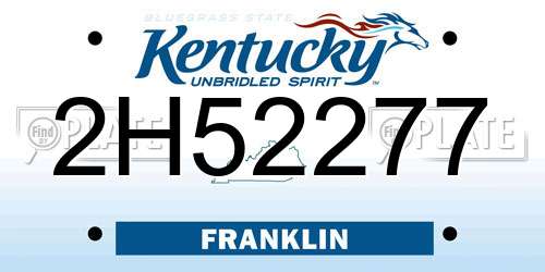 2H52277 Kentucky License Plate