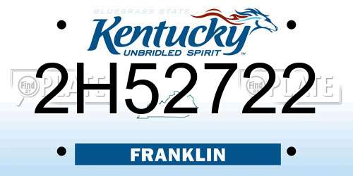 2H52722 Kentucky License Plate