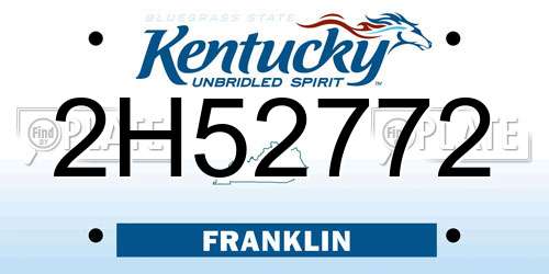 2H52772 Kentucky License Plate