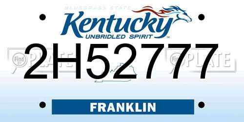 2H52777 Kentucky License Plate