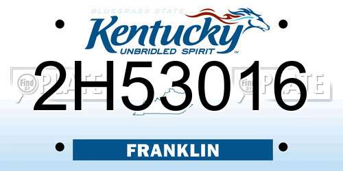 2H53016 Kentucky License Plate