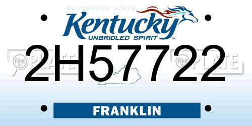 2H57722 Kentucky License Plate