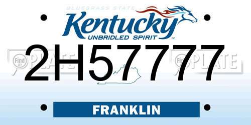 2H57777 Kentucky License Plate