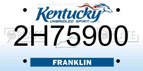 2H75900 Kentucky License Plate