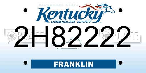 2H82222 Kentucky License Plate
