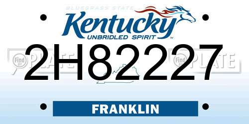 2H82227 Kentucky License Plate