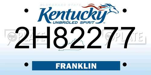 2H82277 Kentucky License Plate