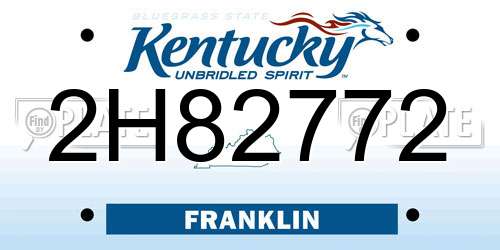 2H82772 Kentucky License Plate