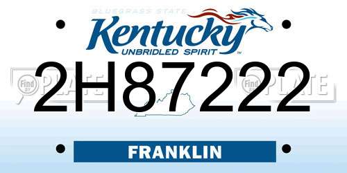 2H87222 Kentucky License Plate
